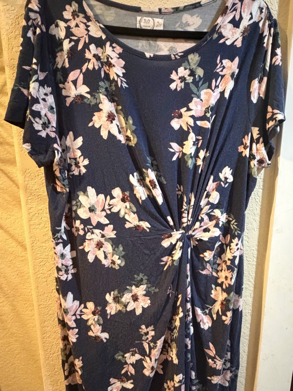 Maurices Navy Floral Twist-Front Dress